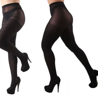 Diamonds/Solid Control Top Tights 2 Pack